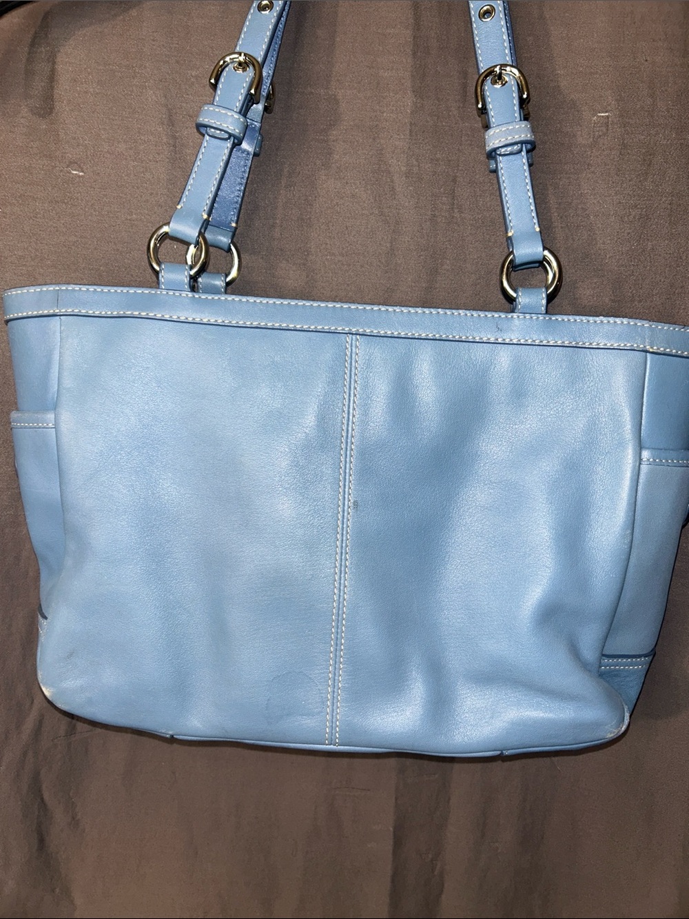 Coach F13759 Light Blue Gallery Tote Bag with Signature Charm - Picture 4 of 16